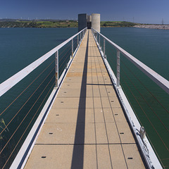 Dam tower footbridge