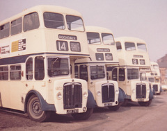 SELNEC PTE 6140 (JDK 740), 6143 (JDK 743), 6138 (JDK 738) in Rochdale - Oct 1972