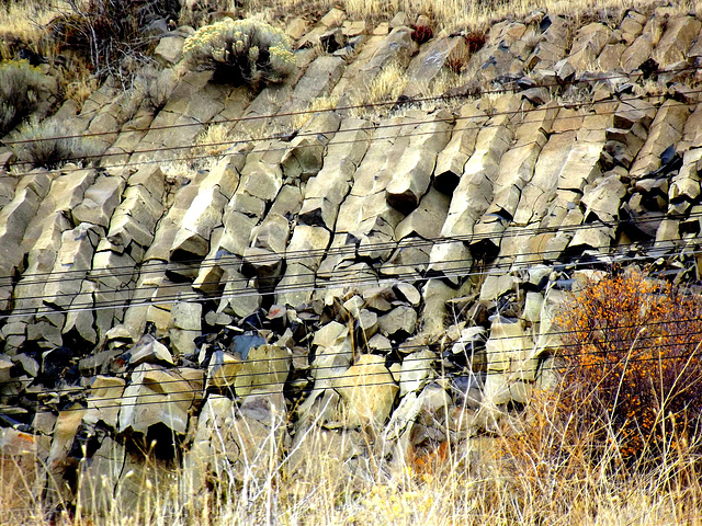 Basalt columns with wires (Edit: Sandstone, not basalt)