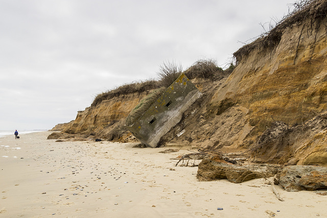 Collapsed pill box at Benacre Cliffs