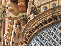 doulton lambeth ; c19 owl detail of pottery factory by r, stark wilkinson 1878