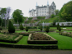 East front Dunrobin Castle and Gardens 15th May 2006 spot the bench it`s the white one on the right of the picture
