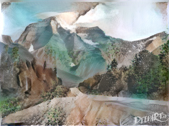 Mount Robson Algorithmic Water Colour