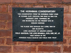 Horniman Conservatory Plaque