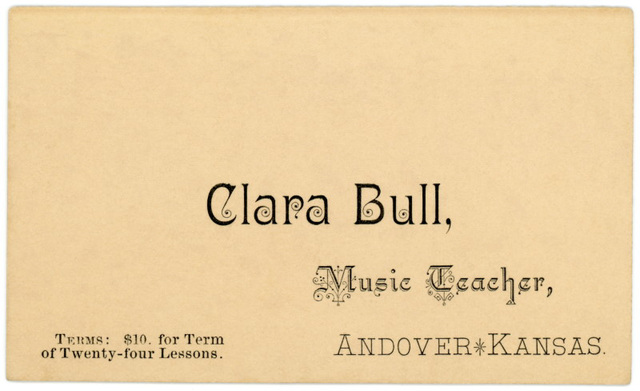 Clara Bull, Music Teacher, Andover, Kansas, ca. 1880s
