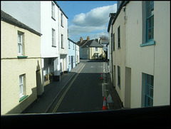 narrow road out of Lyme Regis