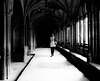 A Figure Walking in the Cloisters