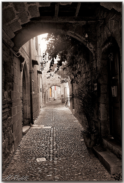 The Cobbled street of Rhodes