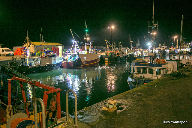 Burghead harbour at night