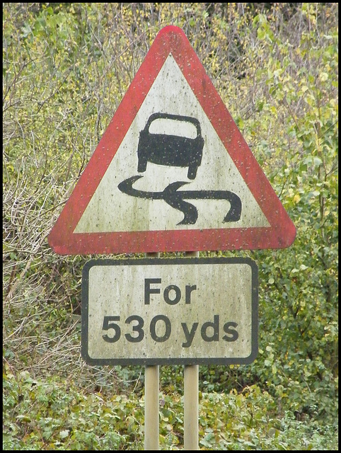 Slippery Road sign