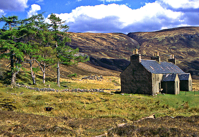 The remote cottage of Achneigie,Strath na Sealga,Ross-shire Sottish Highlands 13th May 1996