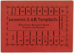 Lancaster, Elizabethtown, and Middletown Turnpike Company Ticket