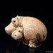 Hippo-Mama mit Baby, Zierrat, Gips, bemalt