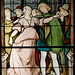 Detail of The Engagement Ball Stained Glass in the Metropolitan Museum, March 2022
