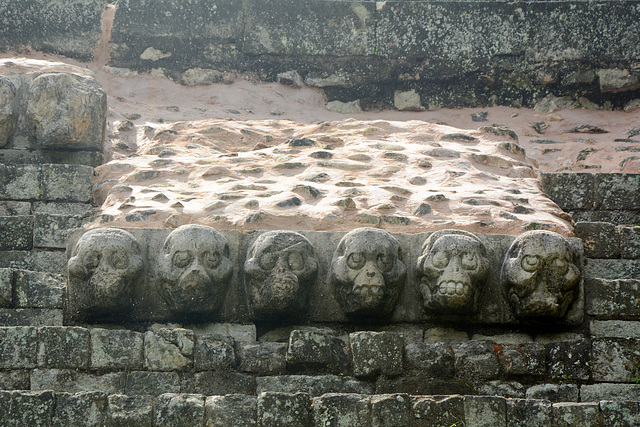 Honduras, Skulls as a Decorative Feature on the Mayan Pyramid at Copan Ruina