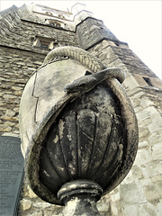 ouroboros snake on urn on coade stone tomb of william sealy +1800, beside the much rebuilt late c14 tower st mary's church,  lambeth, london (15)