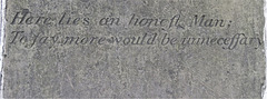 st mary's church,  lambeth, london (2)epitaph of vincent de cleve +1817; here lies an honest man