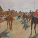 Detail of Racehorses before the Stands by Degas in the Metropolitan Museum of Art, December 2023
