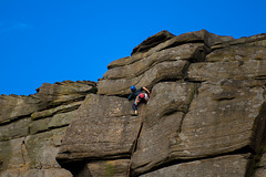 Climber at Stanage Edge