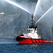 A Water Salute from 'Boa Frigg'