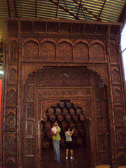 Door carved in teak wood.