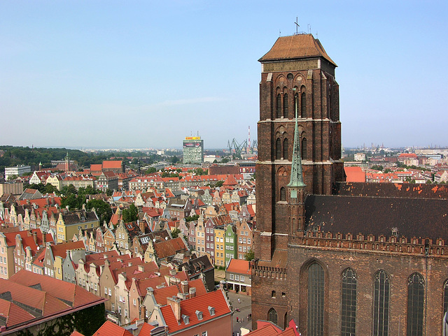 Blick vom Rathausturm Danzig Richtung Marienkirche