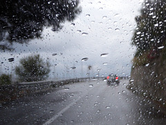 raining  on the road