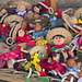 A basket of Hungarian wooden toys.