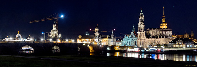 "Kran"aletto-Blick (PiP: Bernardo Bellotto, genannt "il Canaletto": Dresden vom rechten Elbufer unterhalb der Augustusbrücke)