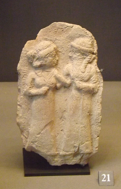 Relief of a Couple from Tello in the Louvre, June 2013