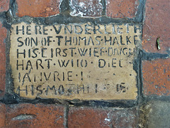 st peter's church, canterbury, kent   simple c17 tomb marker in the floor of the church)