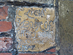 st peter's church, canterbury, kent   simple c17 tomb marker in the floor of the church +1616)