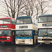 Yorkshire Traction buses at Waterloo garage, Huddersfield – 22 Mar 1992 (158-10)