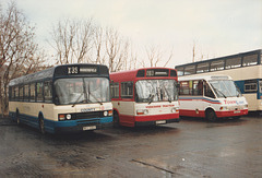 Yorkshire Traction buses at Waterloo garage, Huddersfield – 22 Mar 1992 (158-08)