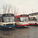 Yorkshire Traction buses at Waterloo garage, Huddersfield – 22 Mar 1992 (158-08)