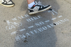 IMG 5572-001-Sidewalk Stencil: Walk Your Bike -- No Skateboarding