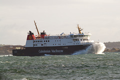 The MV Finlaggan leaving Port Ellen