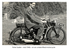 Peter Sadler on motorcycle mid 1940s