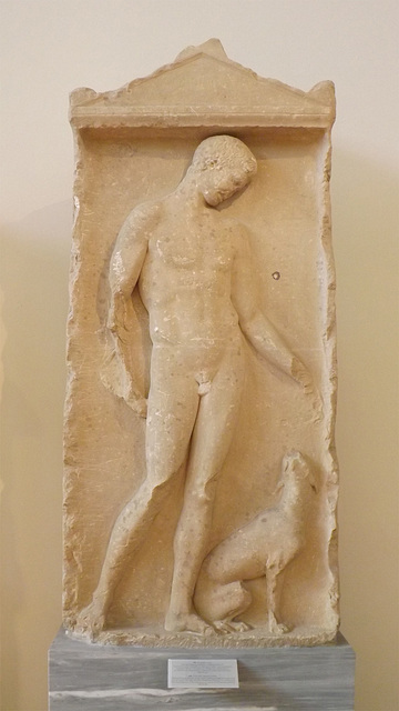 Grave Stele from Thespiai with an Athlete in the National Archaeological Museum of Athens, May 2014