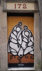 Painting by Hazul on walled door.