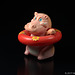 Bade-Hippo mit rotem Schwimmreifen, Plansch-Spielzeug, Kunststof