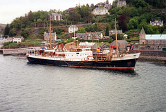Northern Lighhouse Board ship FINGAL at Oban taken from the Isle of Mull Ferry 22nd May 1991