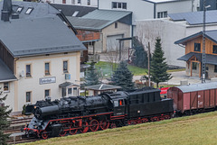 Die Hilbersdorfer 50 3648-8 im Bahnhof Markersbach