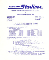 Midland 'Starliner' 1971 timetable (New Zealand) page 1