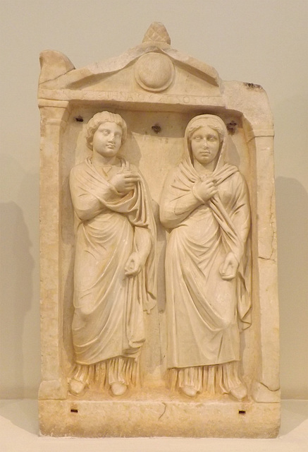 Grave Stele from Athens with Two Women in the National Archaeological Museum of Athens, May 2014