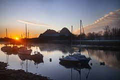 Dumbarton Rock and the River Leven at Sunrise