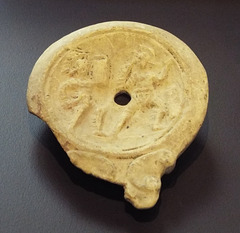 Terracotta Lamp with Gladiators in the Archaeological Museum of Madrid, October 2022
