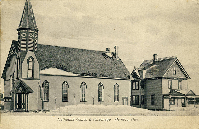 4998. Methodist Church and Parsonage, Manitou, Man.