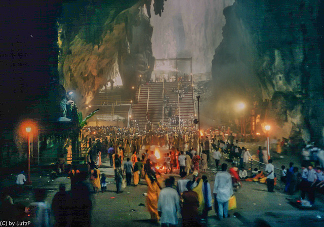 Kuala Lumpur, inside the Batu Caves at Thaipusam