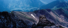 Blick vom Brisen (2404 m ü. M.) auf den Haldigrat, Schweiz 1976